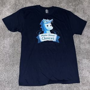 New make good choices Unicorn pony men’s team 100% Cotton T shirt navy blue